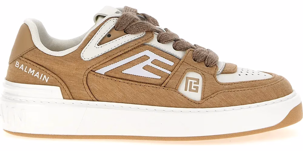 Balmain Beige Polyester Low Top Sneakers