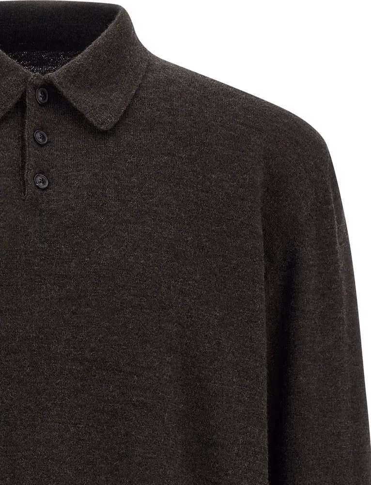 Maison Margiela Brown Wool Polo Shirt