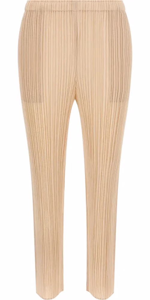 PLEATS PLEASE ISSEY MIYAKE Beige Polyester Casual Pants