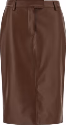 Brown Leather Midi Skirt