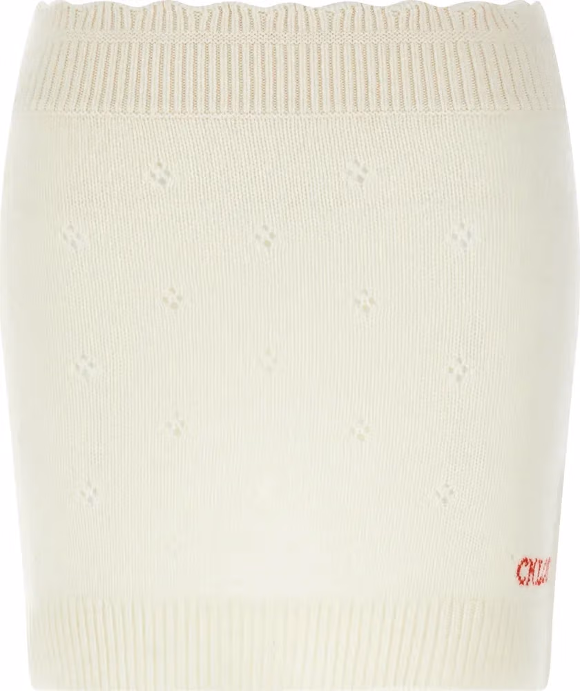 Chloé White Wool Long Skirt