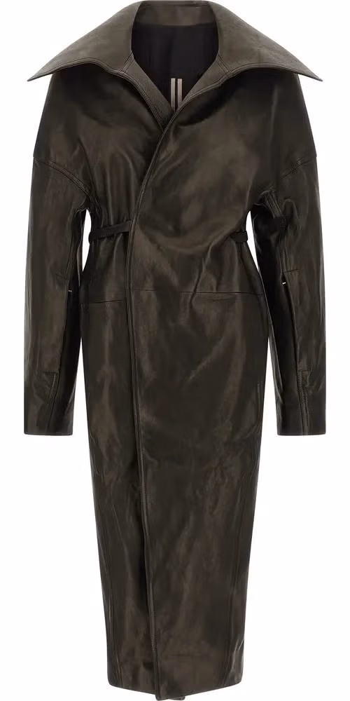 Rick Owens Black Lamb Leather Coat