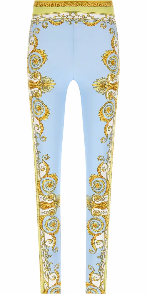 Versace Blue Nylon Leggings