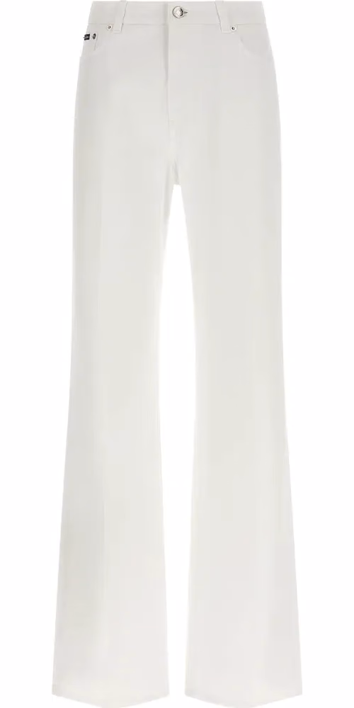 Dolce & Gabbana White Cotton Flared Jeans