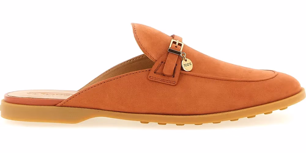 Tod's Orange Calfskin Mules