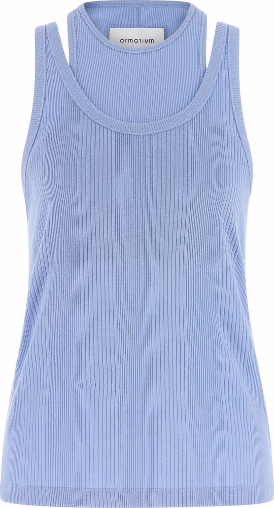Armarium Blue Cotton Sleeveles T-Shirt
