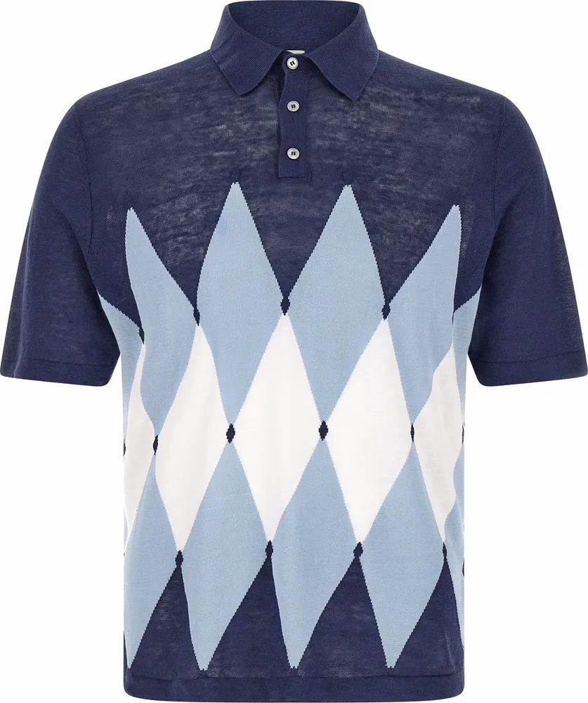 Ballantyne Blue Linen Polo Shirt