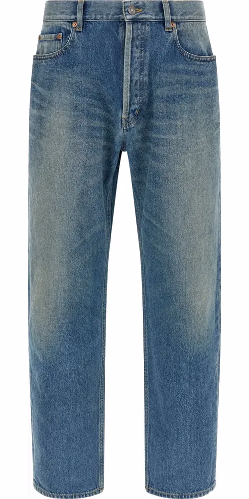 Saint Laurent Blue Cotton Straight-Leg Jeans