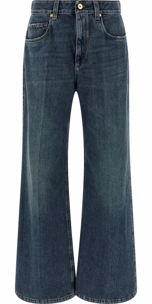 Brunello Cucinelli Blue Cotton Flared Jeans