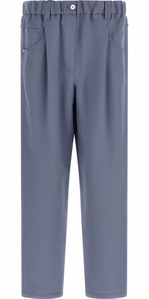 Brunello Cucinelli Blue Viscose Casual Pants