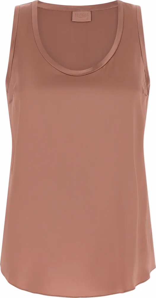 Brunello Cucinelli Multicolor Silk Sleeveles T-Shirt