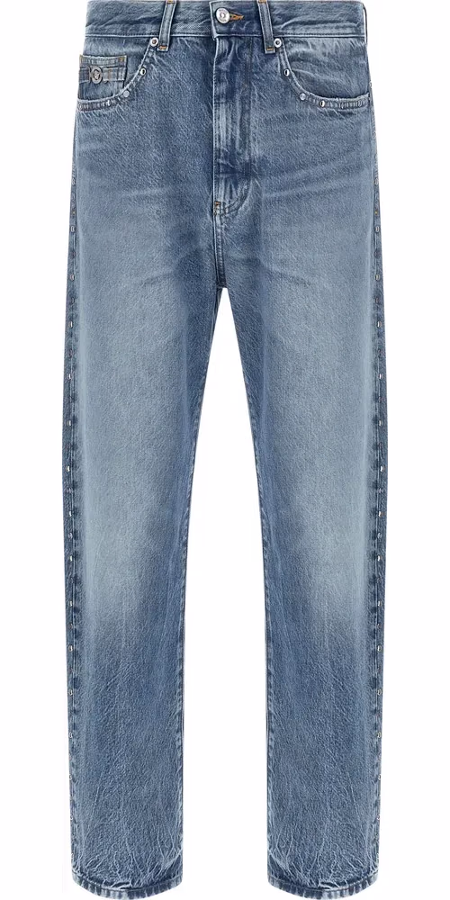 Versace Blue Cotton Straight-Leg Jeans