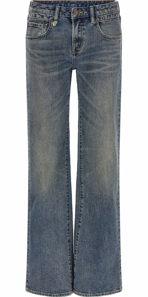 R13 Blue Cotton Flared Jeans