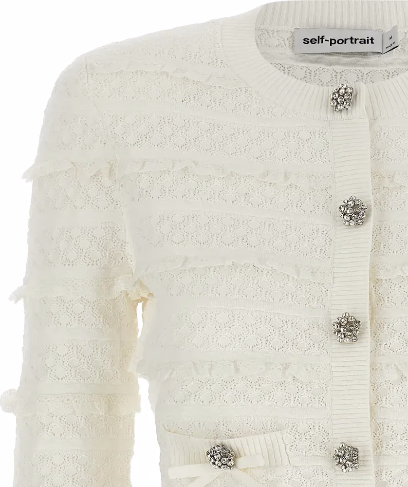 Self-Portrait White Viscose Cardigan