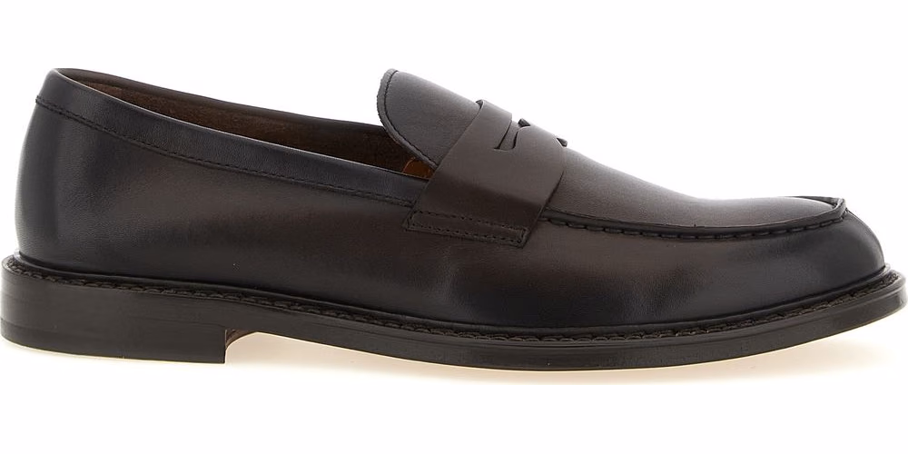 Doucal's Brown Calfskin Slip-On Loafers