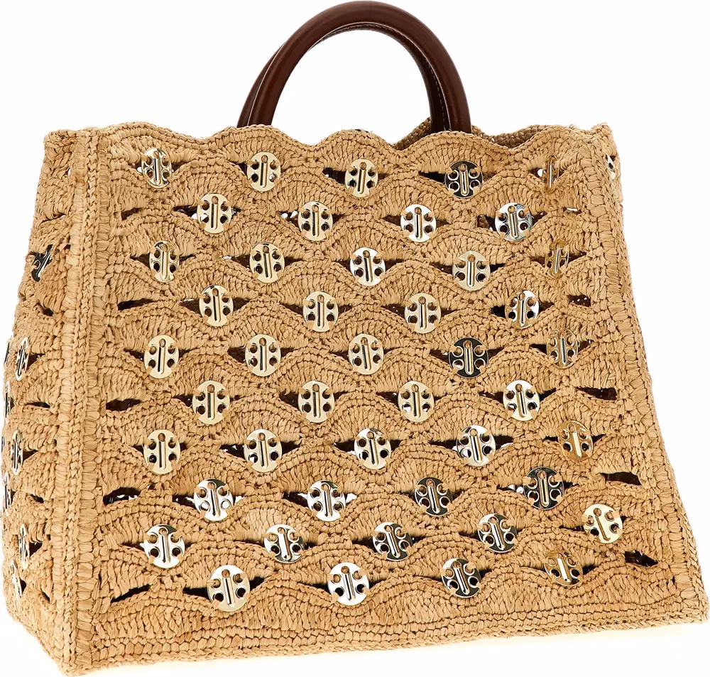 Paco Rabanne Beige Raffia Handbag