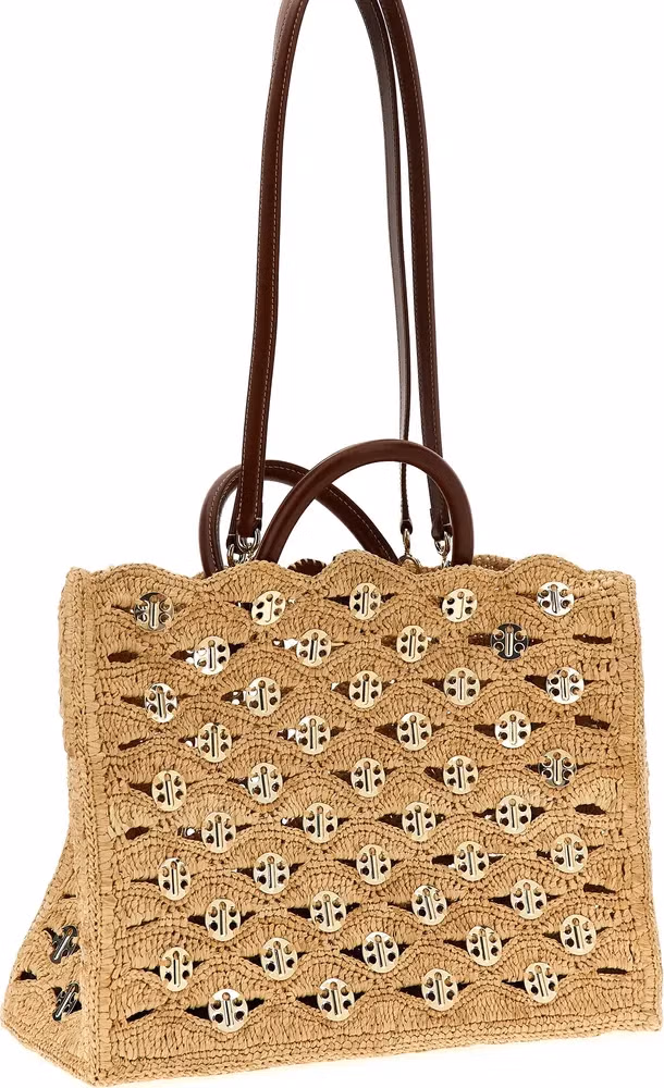Paco Rabanne Beige Raffia Handbag