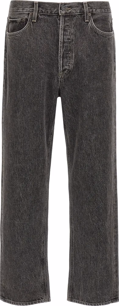 Agolde Gray Cotton Straight-Leg Jeans