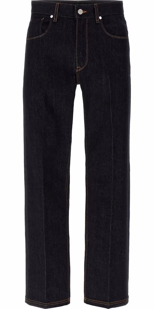 Fendi Blue Cotton Straight-Leg Jeans