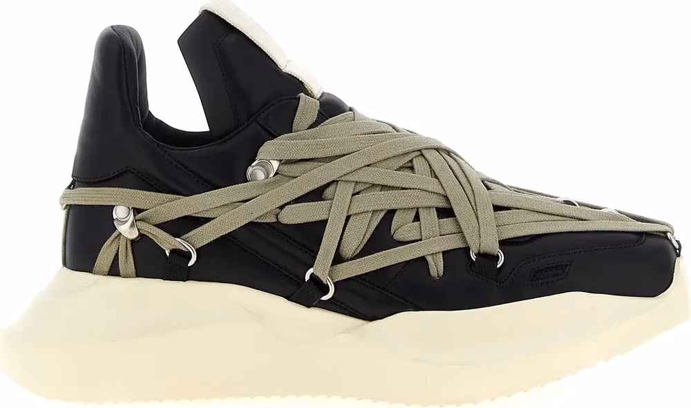 Rick Owens Black Calfskin Athletic Sneakers