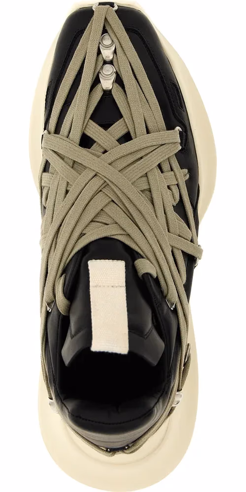 Rick Owens Black Calfskin Athletic Sneakers