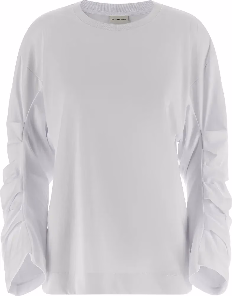 Dries Van Noten White Cotton Long Sleeve T-Shirt
