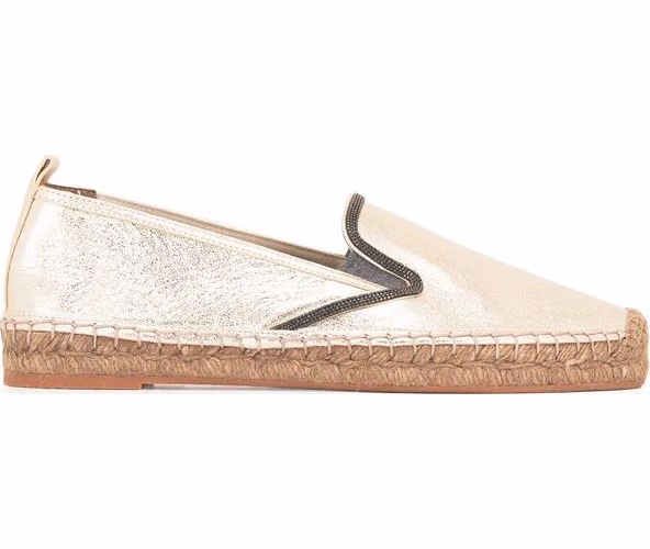 Brunello Cucinelli Gold Leather Espadrilles