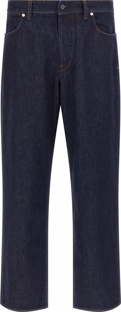 Stone Island Blue Cotton Straight-Leg Jeans