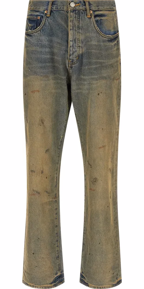 PURPLE Bicolor Cotton Straight-Leg Jeans