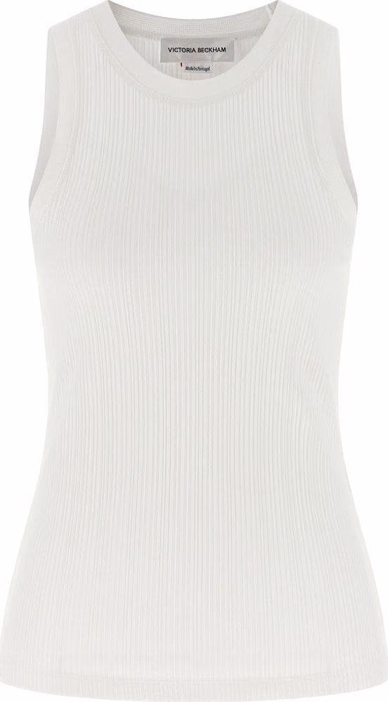 Victoria Beckham White Cotton Sleeveles T-Shirt