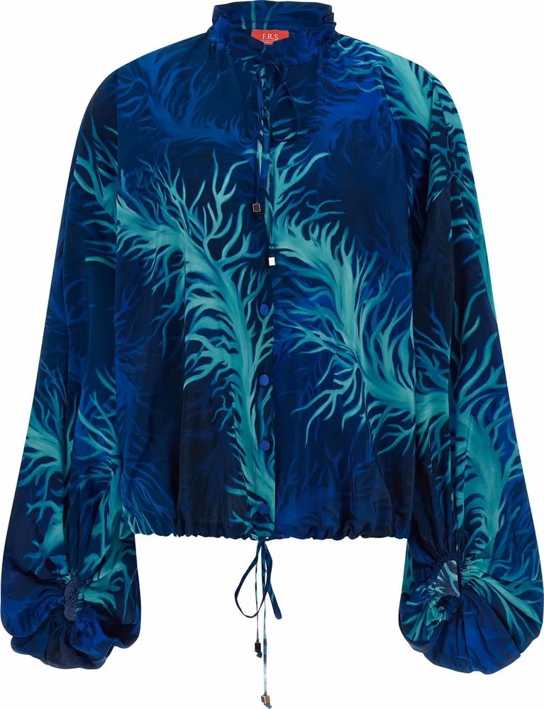 F.R.S. - FOR RESTLESS SLEEPERS Blue Silk Blouse