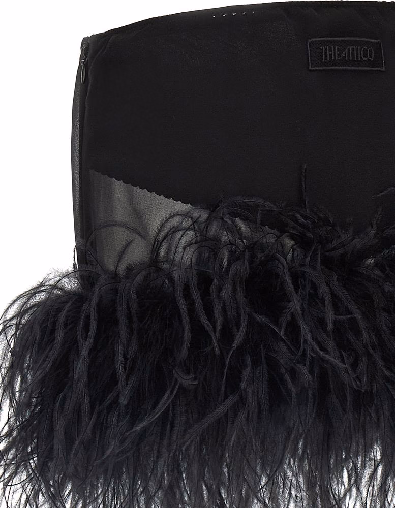 The Attico Black Polyester Long Skirt