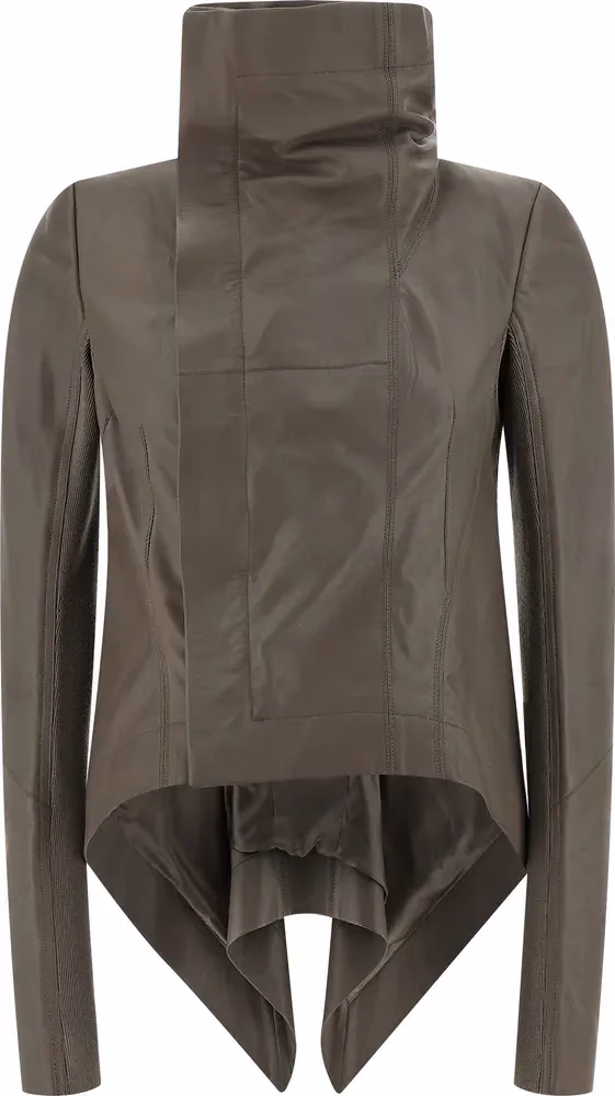 Rick Owens Gray Lamb Leather Leather Jacket