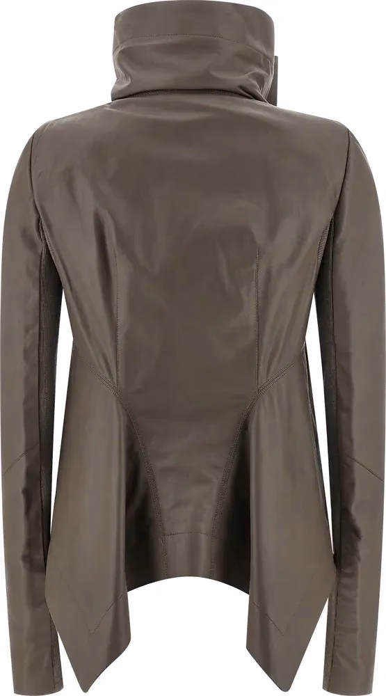 Rick Owens Gray Lamb Leather Leather Jacket
