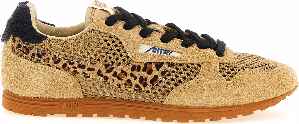 Autry Beige Cotton Athletic Sneakers