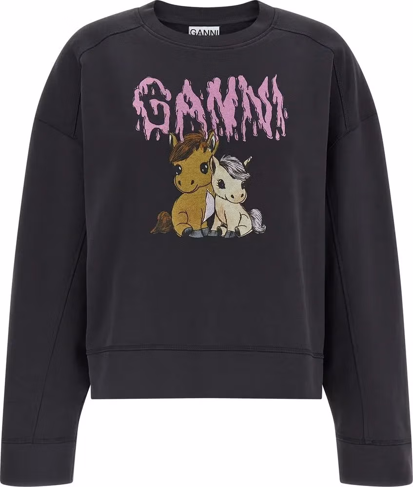 Ganni Black Organic Cotton Sweatshirt