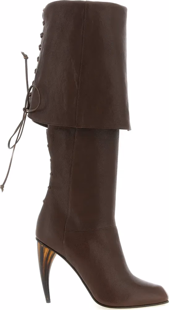 Alexander McQueen Brown Lamb Leather Over The Knee