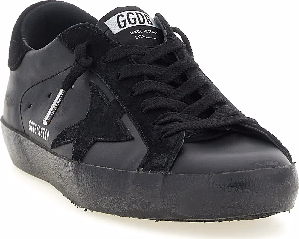 Golden Goose Black Cowhide Low Top Sneakers