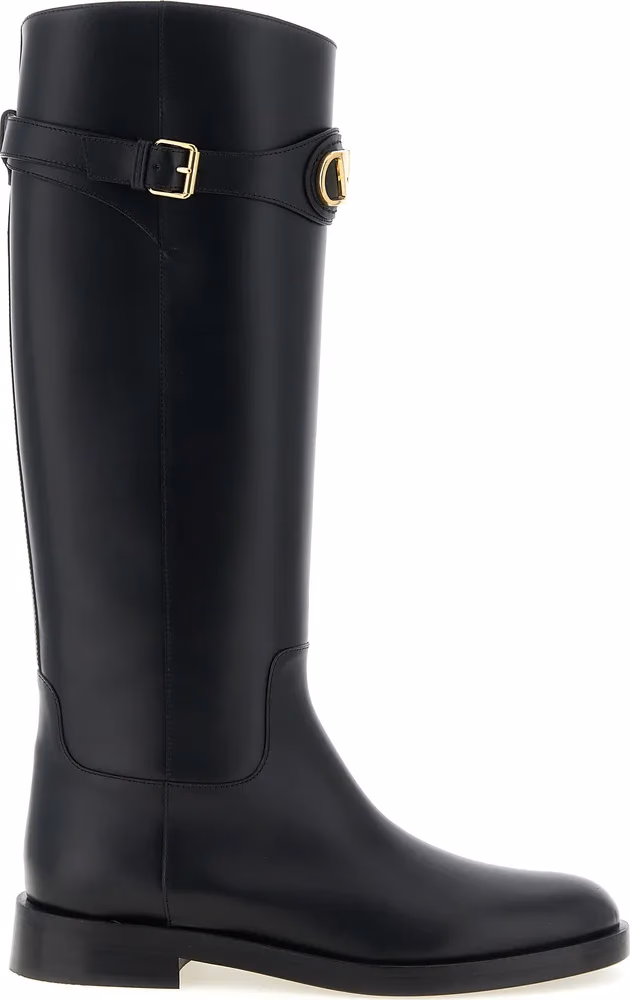 Valentino Garavani Black Calfskin Over The Knee