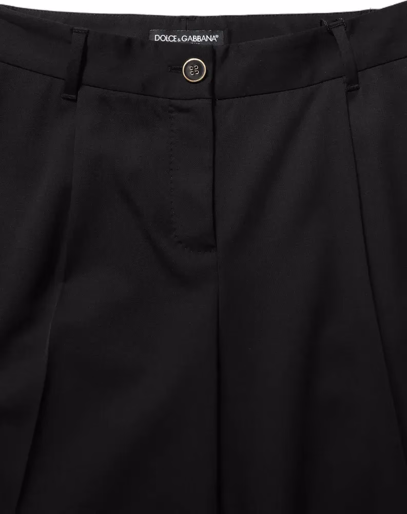 Dolce & Gabbana Black High Waist Straight Dress Trouser Pants