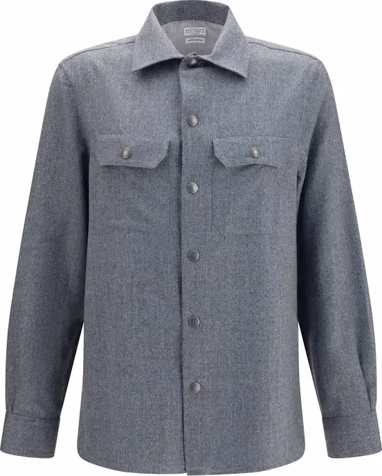 Brunello Cucinelli Gray Wool Oves Aries Dress Shirt