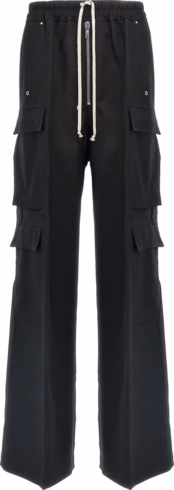 Rick Owens Black Wool Cargo Pants