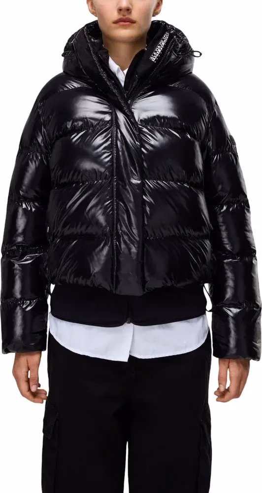 Napapijri Black Recycled Polyester Full-Length Jacket