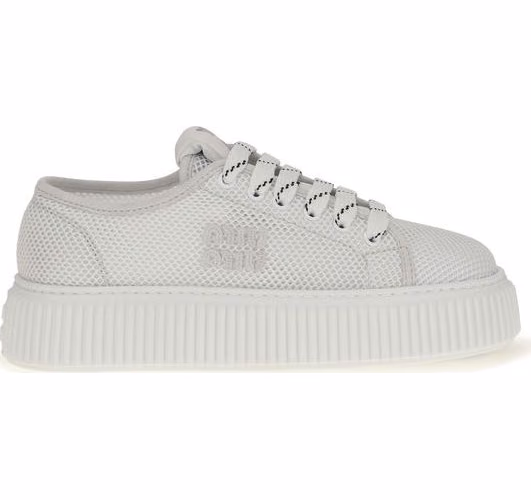 Miu Miu White Polyamide Platform Sneakers