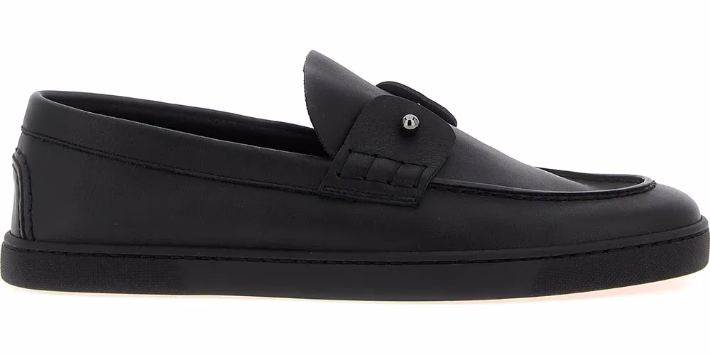 Christian Louboutin Black Calfskin Slip-On Loafers