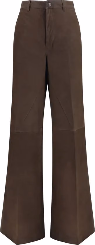 Rick Owens Brown Calf Leather Bos Taurus Casual Pants