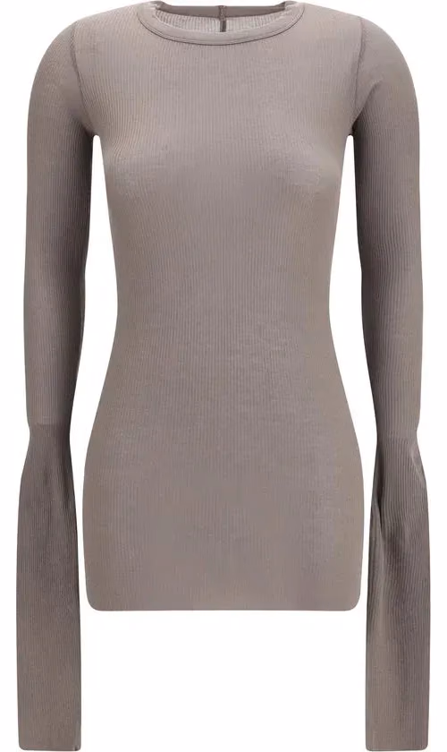 Rick Owens Gray Viscose Long Sleeve T-Shirt
