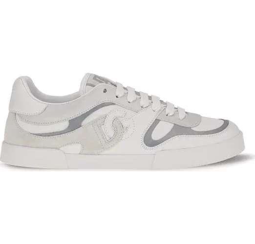 Dolce & Gabbana White Calf Leather Bos Taurus Low Top Sneakers