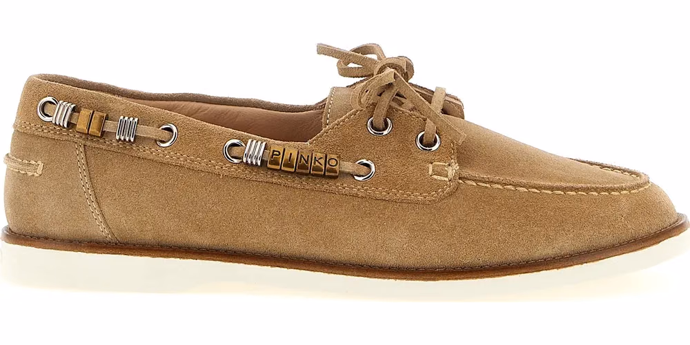 PINKO Beige Calfskin Moccassin