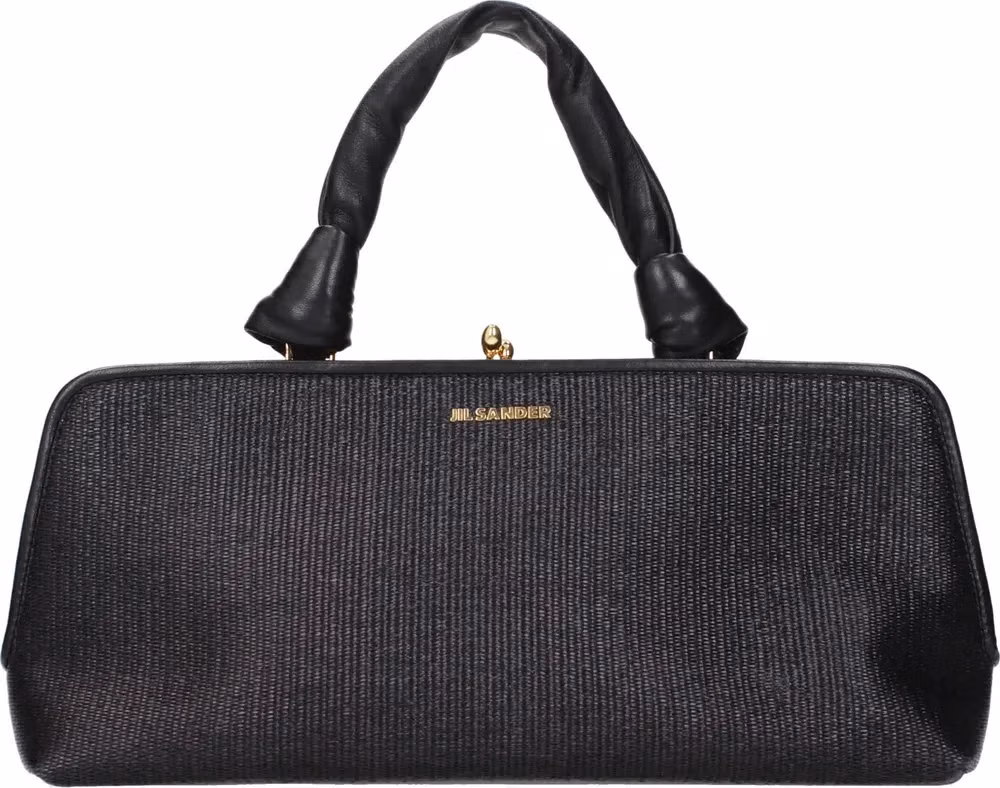 Jil Sander Black Raffia Handbag